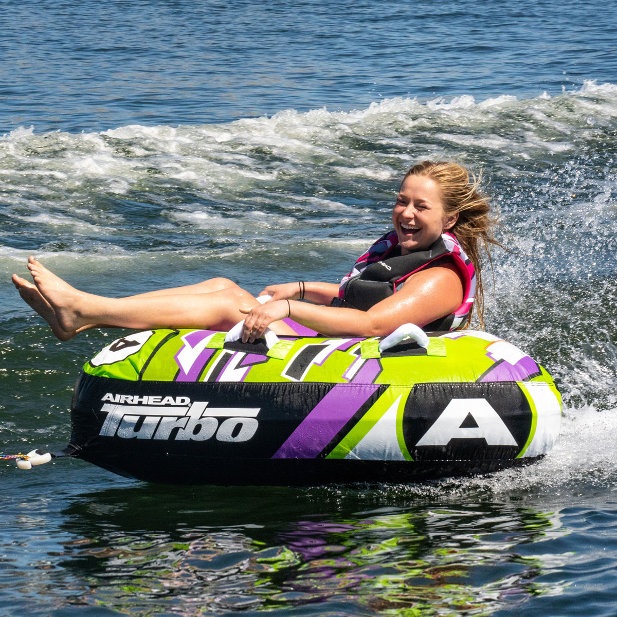 AIRHEAD Towable Tubes Turbo Blast ciambella trainabile 1 posto viola e gialla
