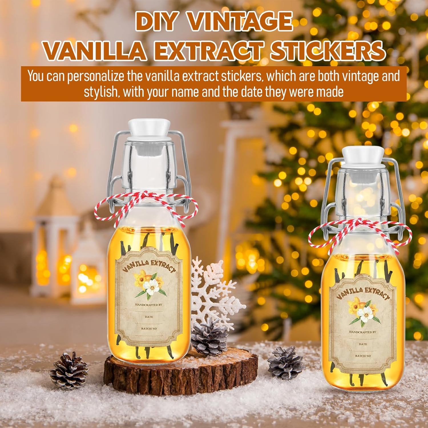 NEW-Vi Glass Bottles 20 Pack Swing Top Glass Vanilla Extract Bottles 4 oz con imbuto