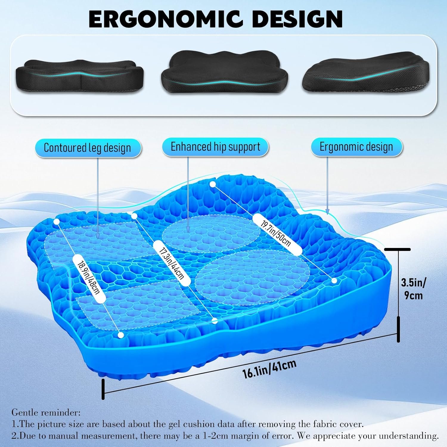 NEW-Vi Stadium Seat Cushion cuscino in gel grande traspirante