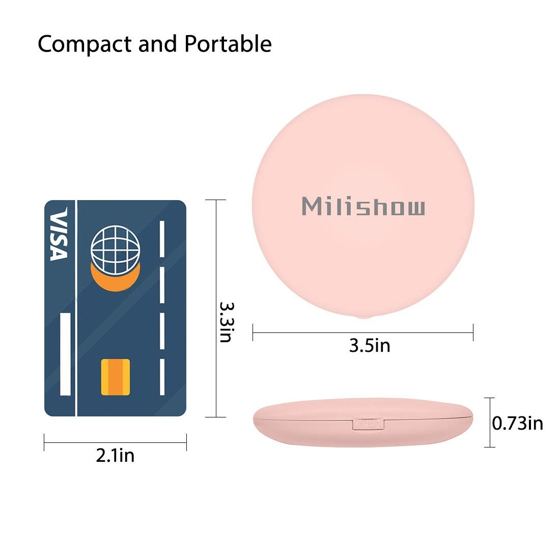 NEW-Vi Beauty Mirror Milishow Rechargeable LED Mirror specchio rosa ricaricabile