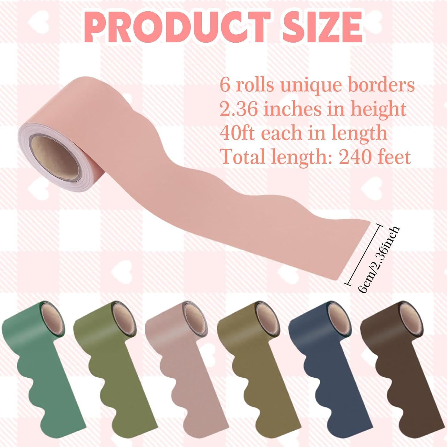 NEW-Vi Bulletin Board Borders bordi smerlati per bacheca, 240 piedi, 6 colori