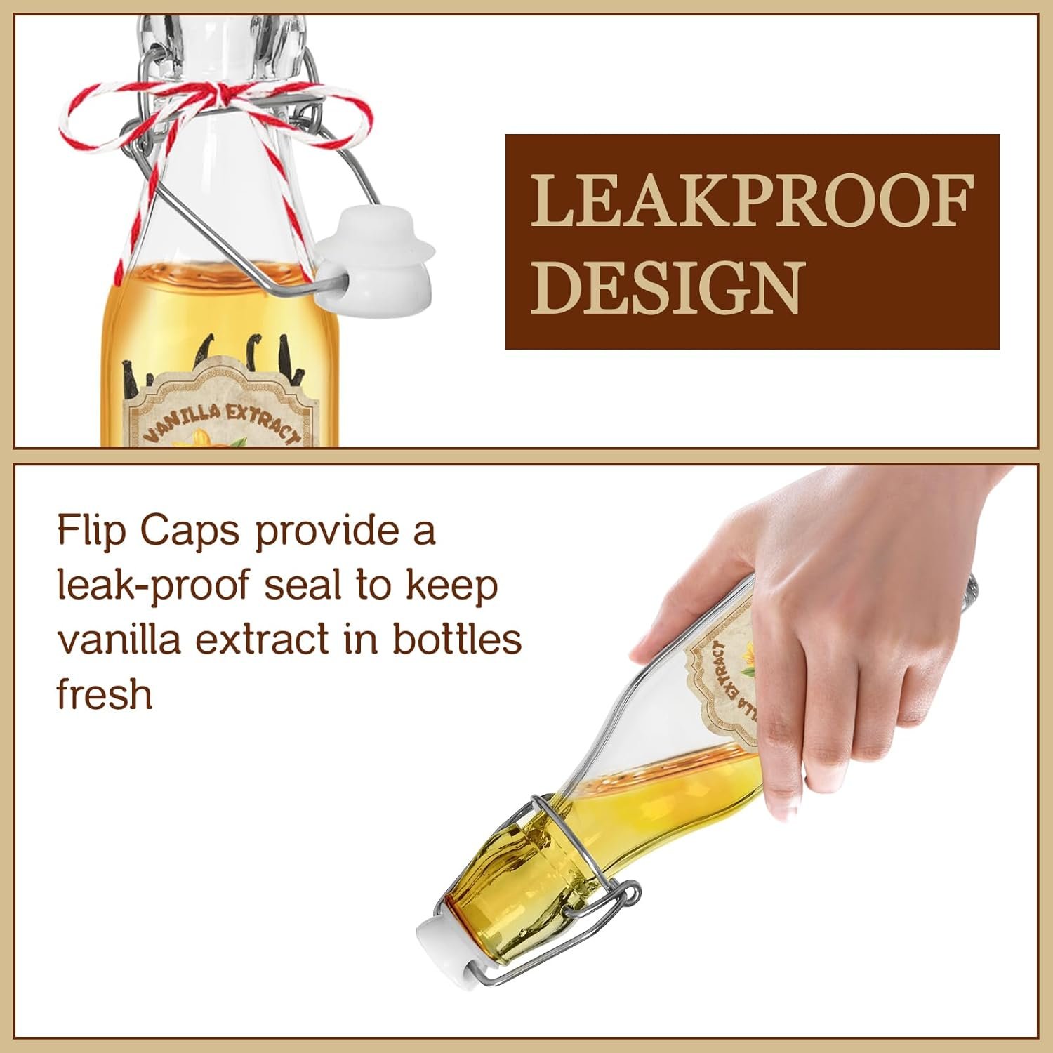 NEW-Vi Glass Bottles bottiglie vetro 8 oz con tappo meccanico, 10 pezzi