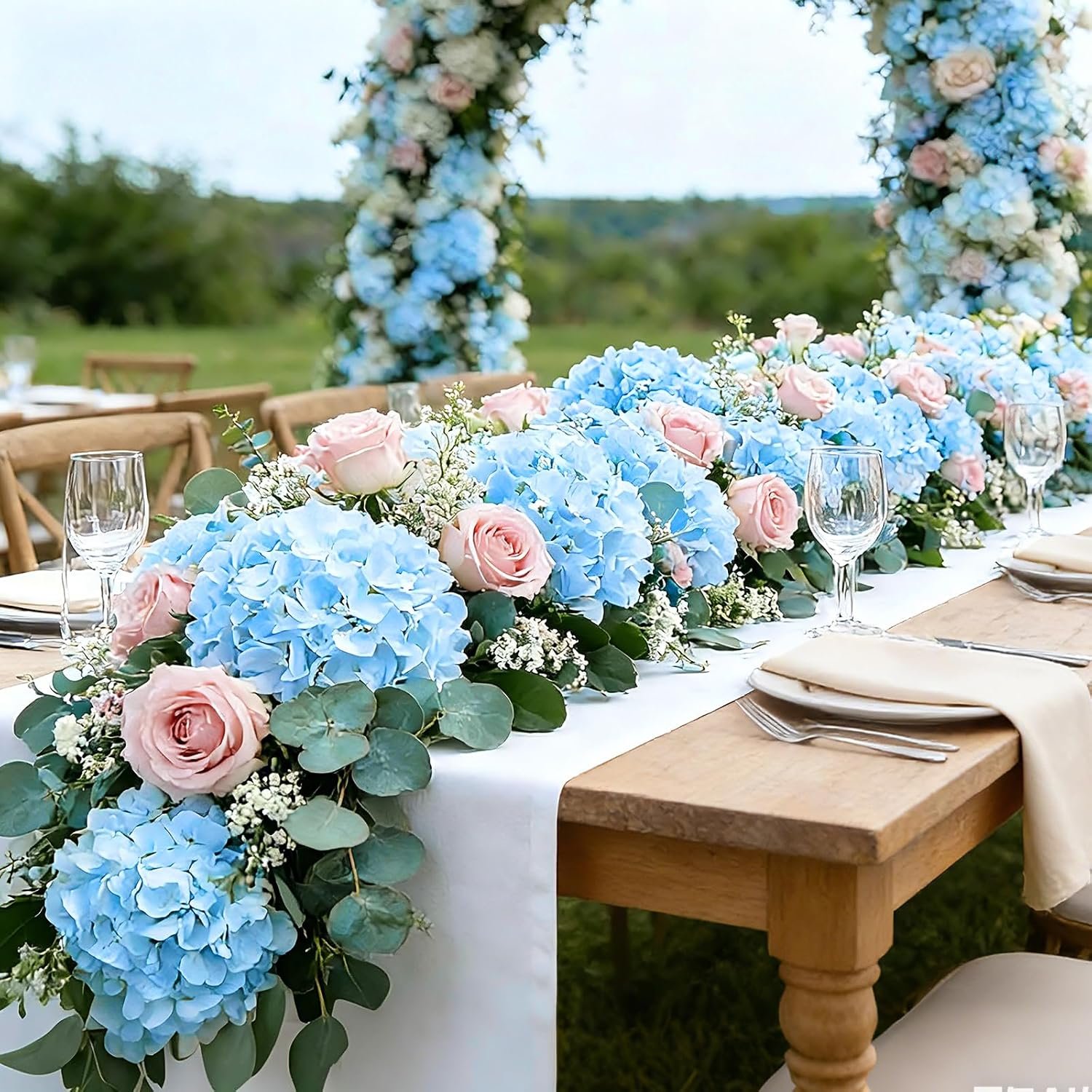 NEW-Vi Artificial Flowers 100 PCS Blue Hydrangea Artificial Flowers ortensie finte con steli