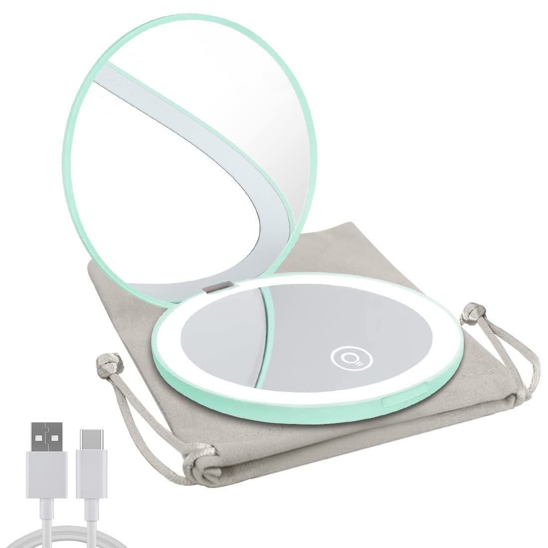 Milishow Beauty Mirror specchietto compatto LED ciano