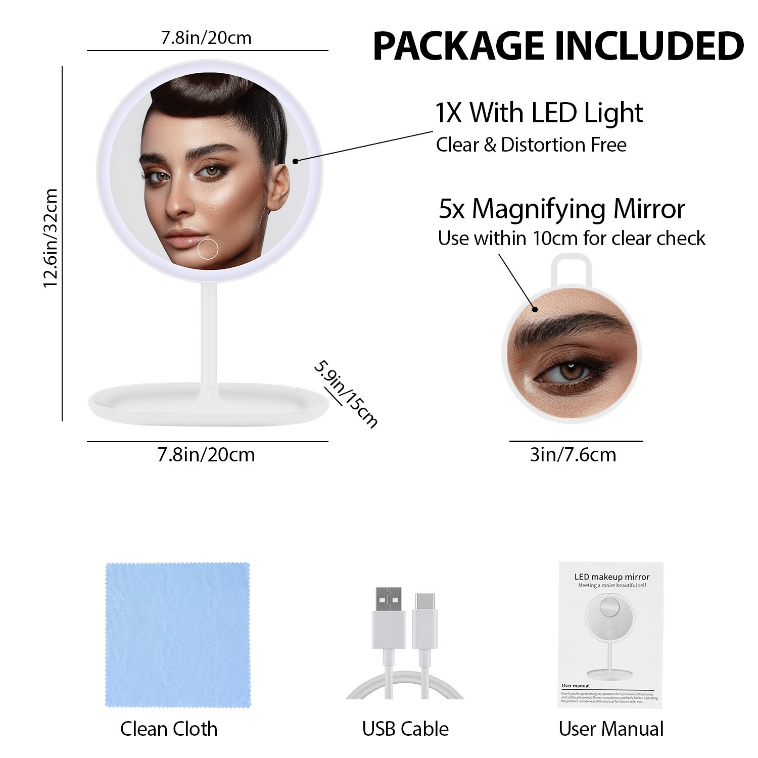 NEW-Vi Beauty Mirror Lighted Makeup Vanity Mirror specchio trucco 5X