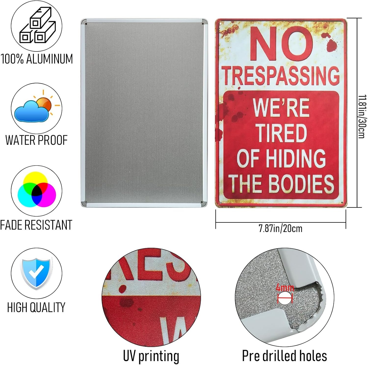 NEW-Vi Halloween Tin Signs No Trespassing Beware of Well cartello metallo