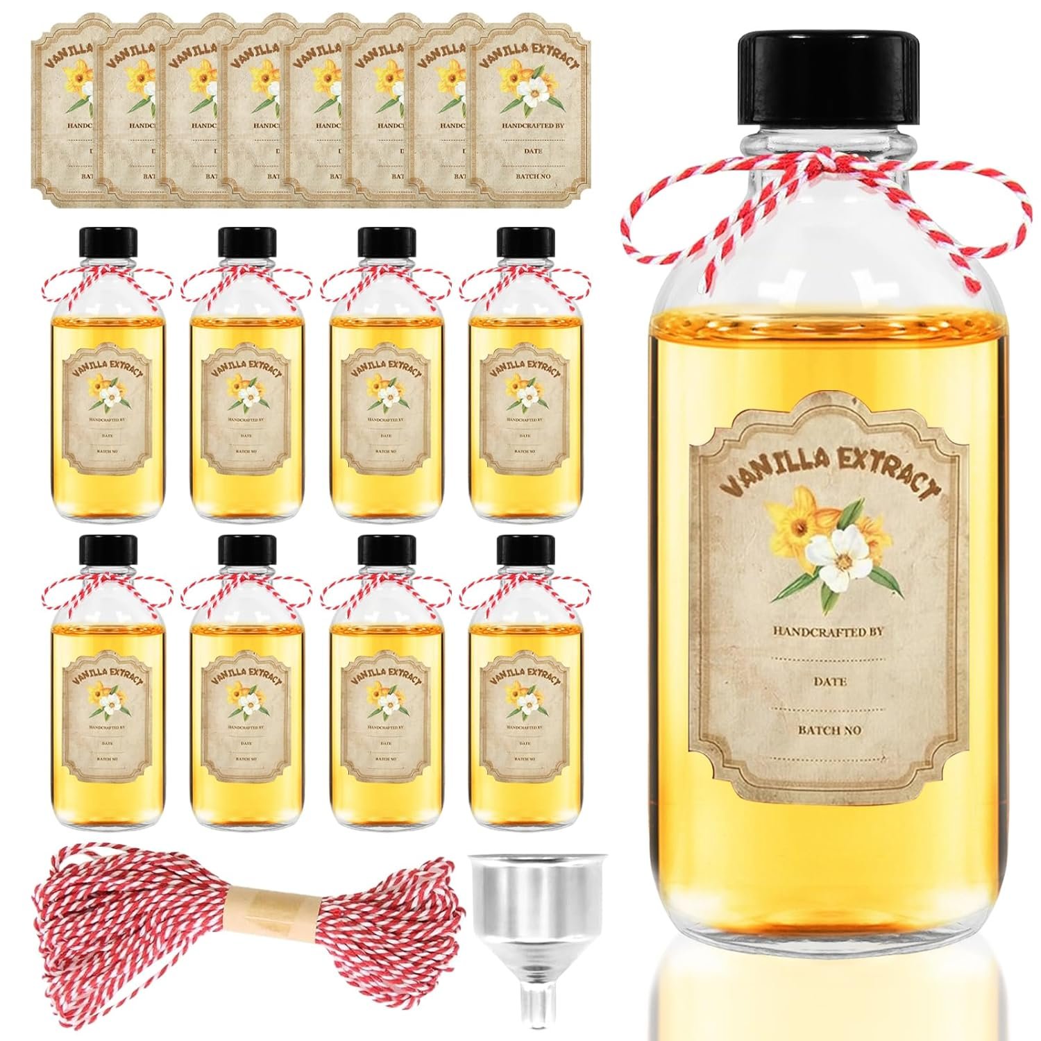 NEW-Vi Glass Bottles 8 Pack bottiglie vetro estratto vaniglia 4 oz con coperchi