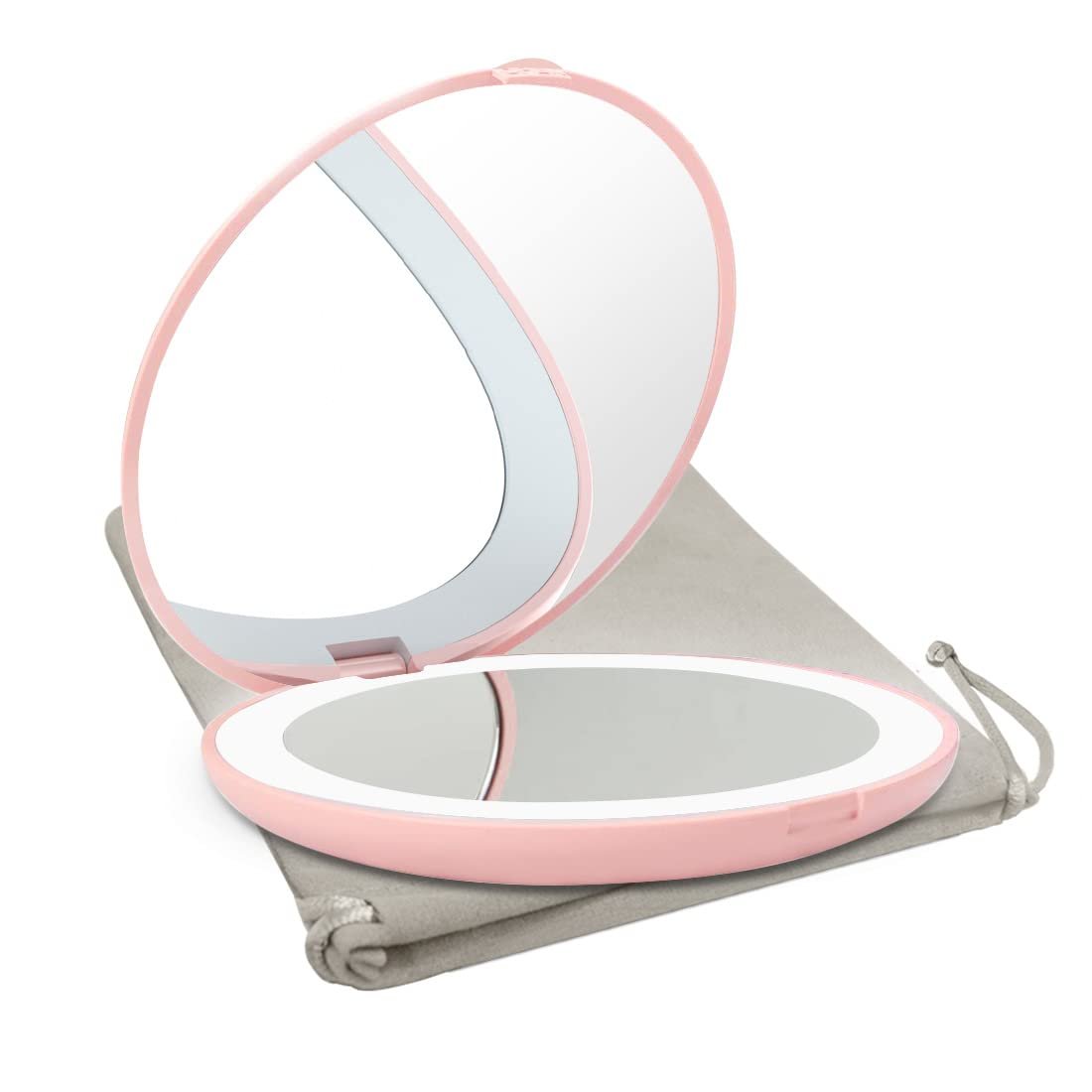 NEW-Vi Beauty Mirror Milishow Compact Mirror with LED Light specchio nero rosa