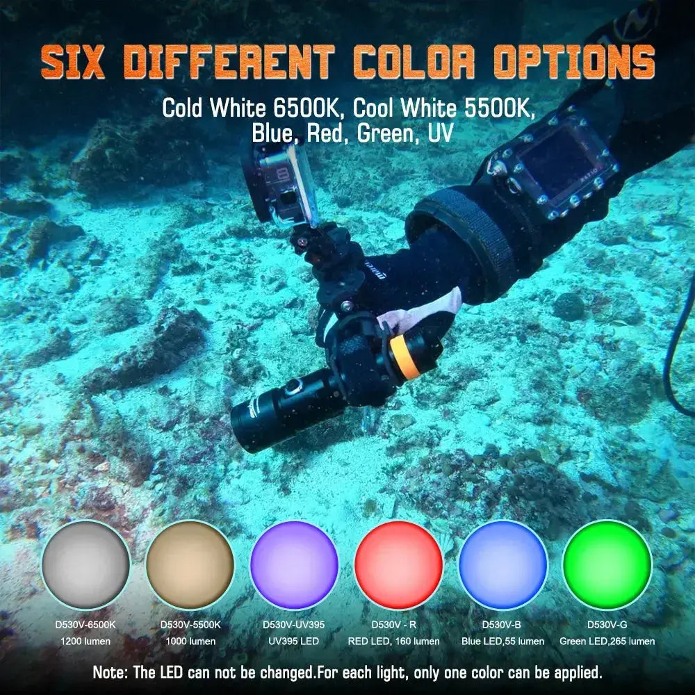 OrcaTorch U/W Photography D530V luce video subacquea 1200 lumen