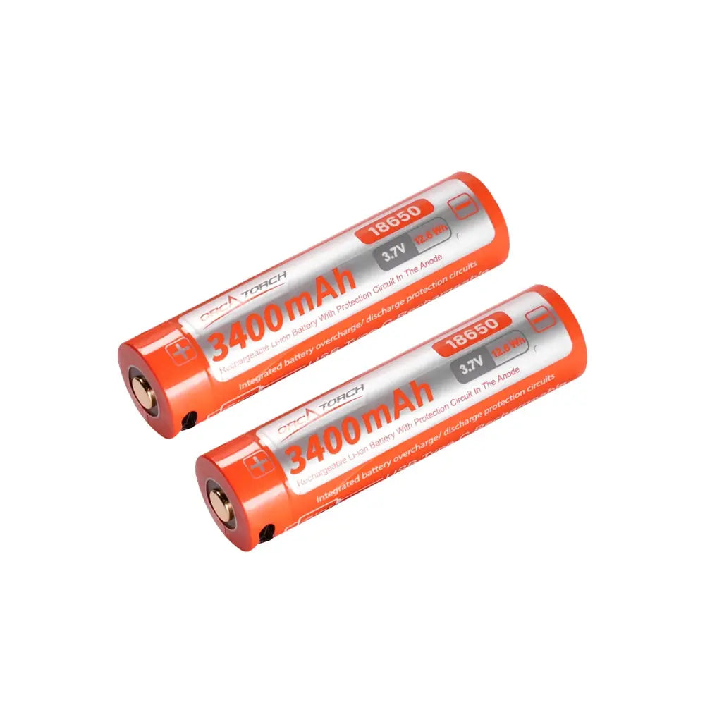OrcaTorch Batteries & Chargers 18650 Batteria USB-C 3400 mAh