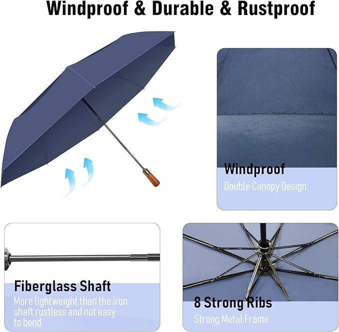 NEW-Vi Golf Umbrella ombrello 54 pollici nero UPF 50+