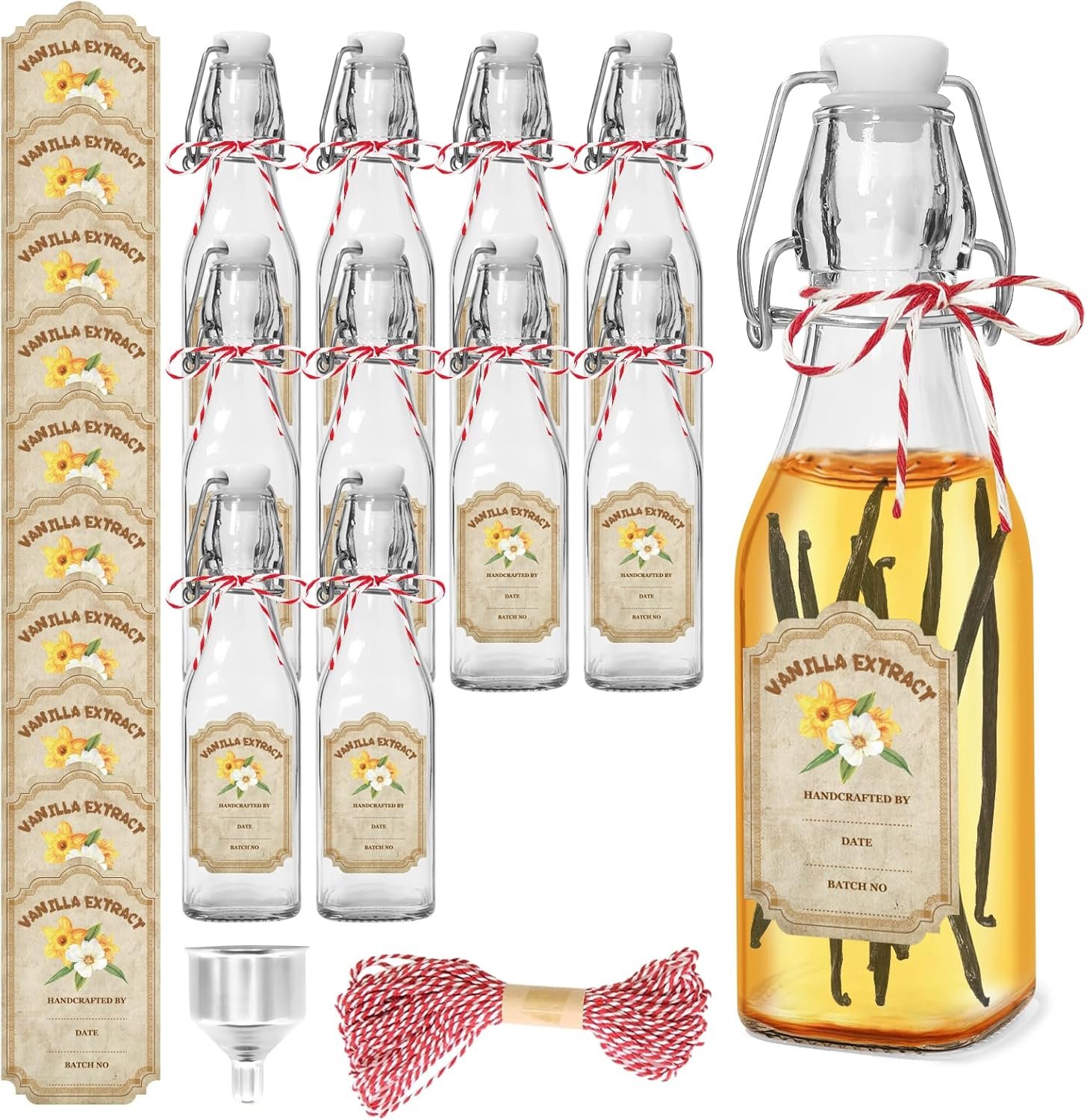NEW-Vi Glass Bottles bottiglie vetro 8 oz con tappo meccanico, 10 pezzi
