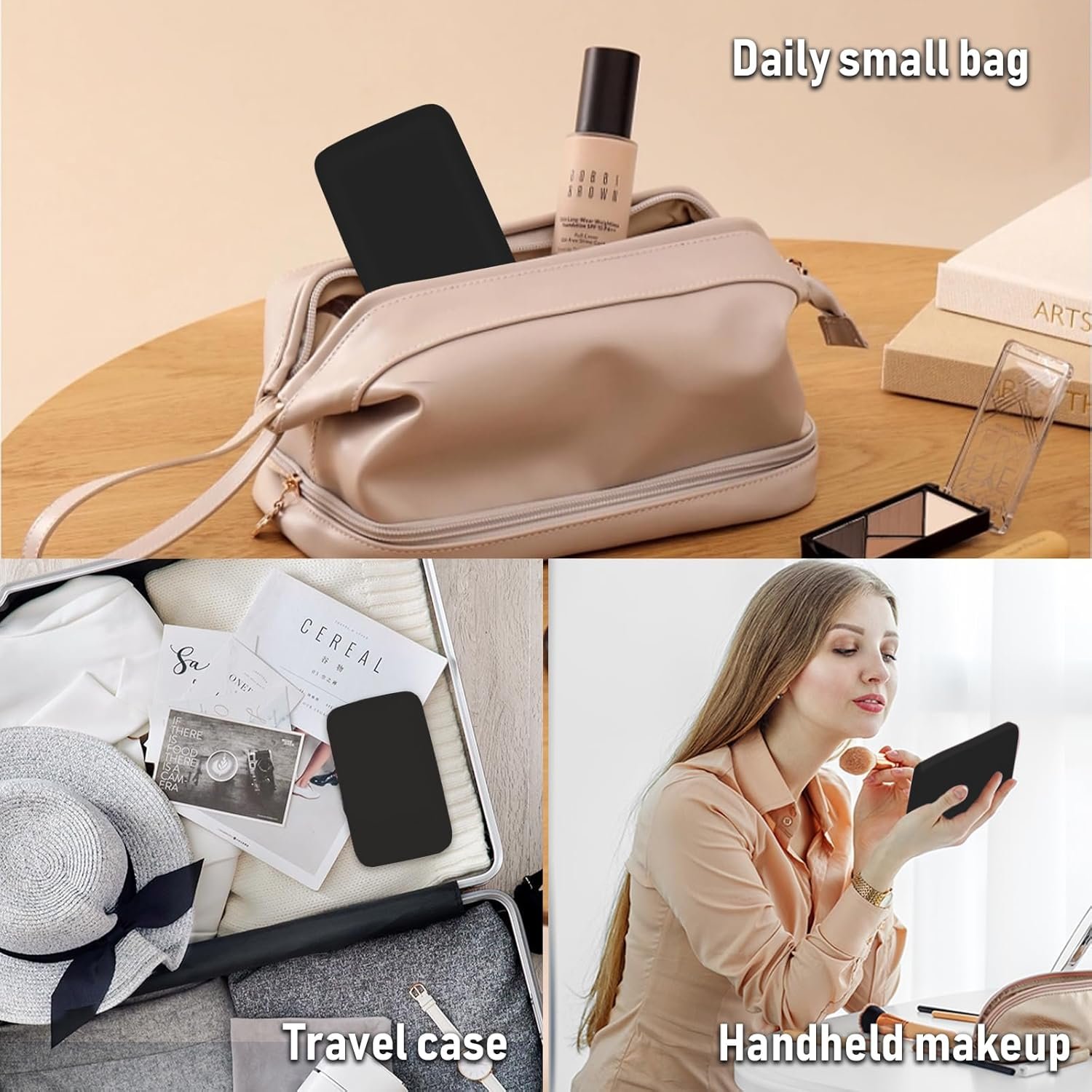 NEW-Vi Beauty Mirror specchio trucco da viaggio nero 1x/8x LED