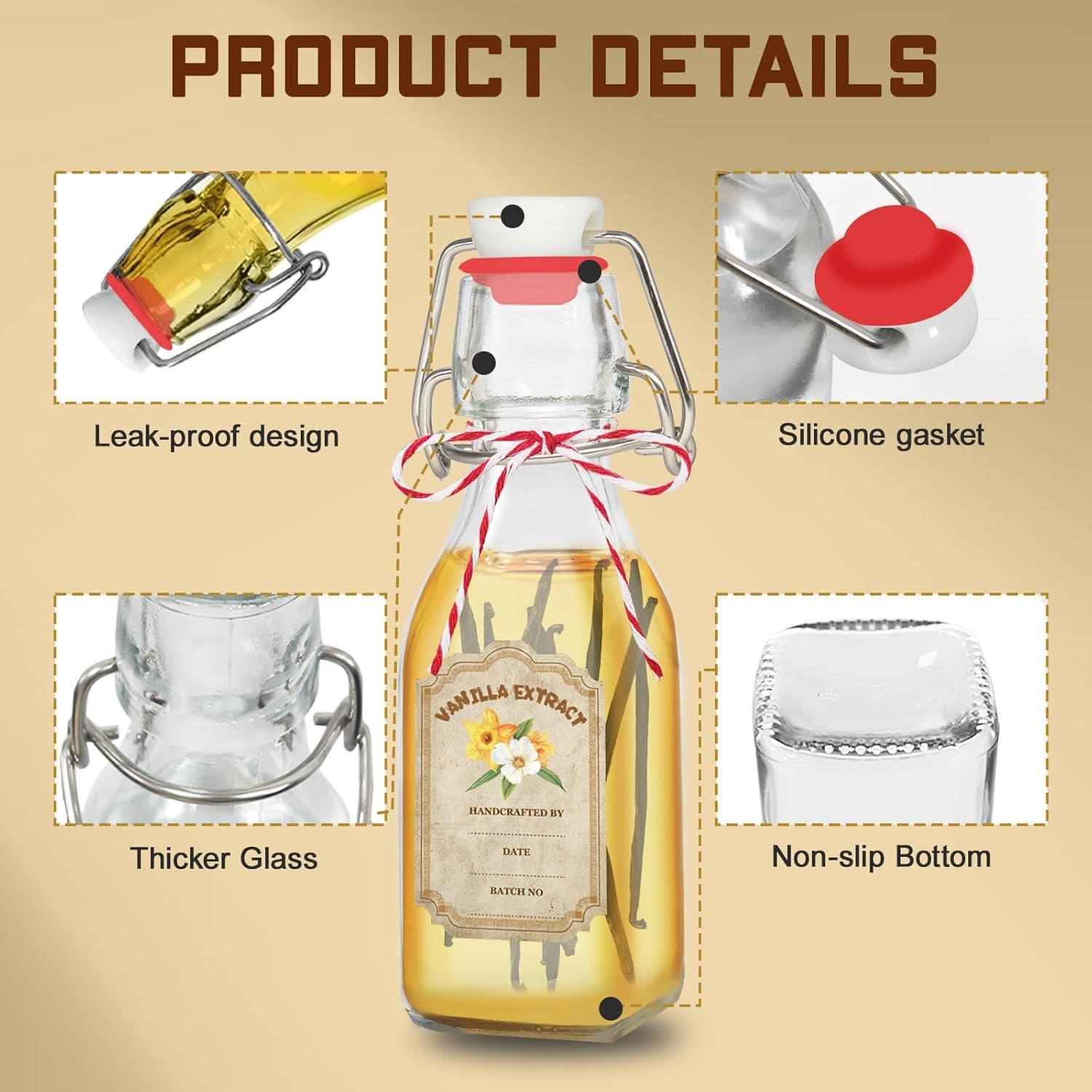 NEW-Vi Glass Bottles bottiglie in vetro 4 oz, 10 pezzi per estratti