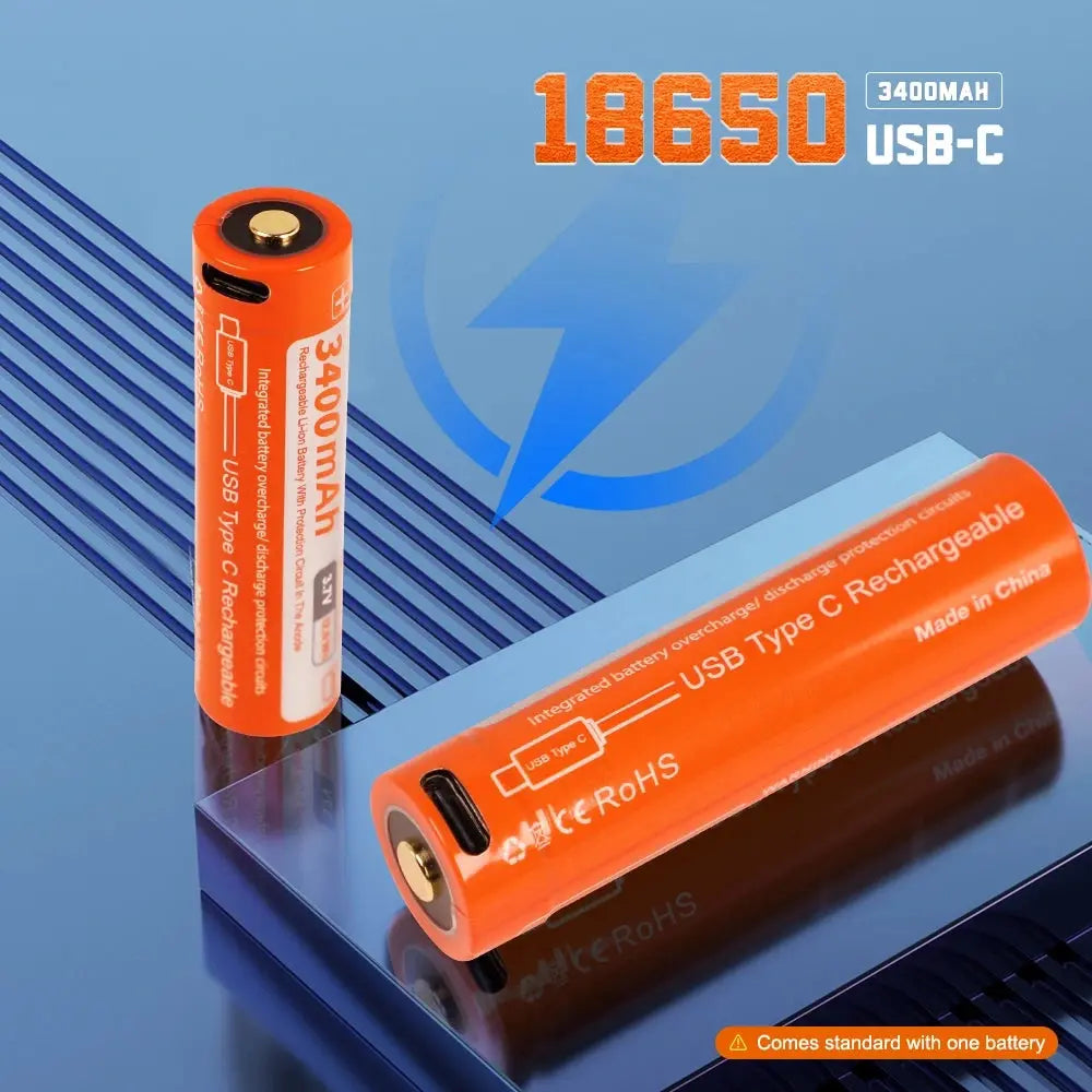 OrcaTorch Technical Diving Mazu TD01 lampada subacquea 1 batteria USB-C 18650