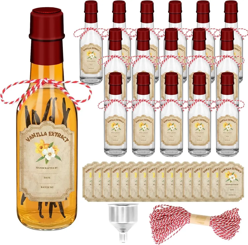 NEW-Vi Glass Bottles 16 Pack bottiglie vetro estratto vaniglia 5 oz con coperchi