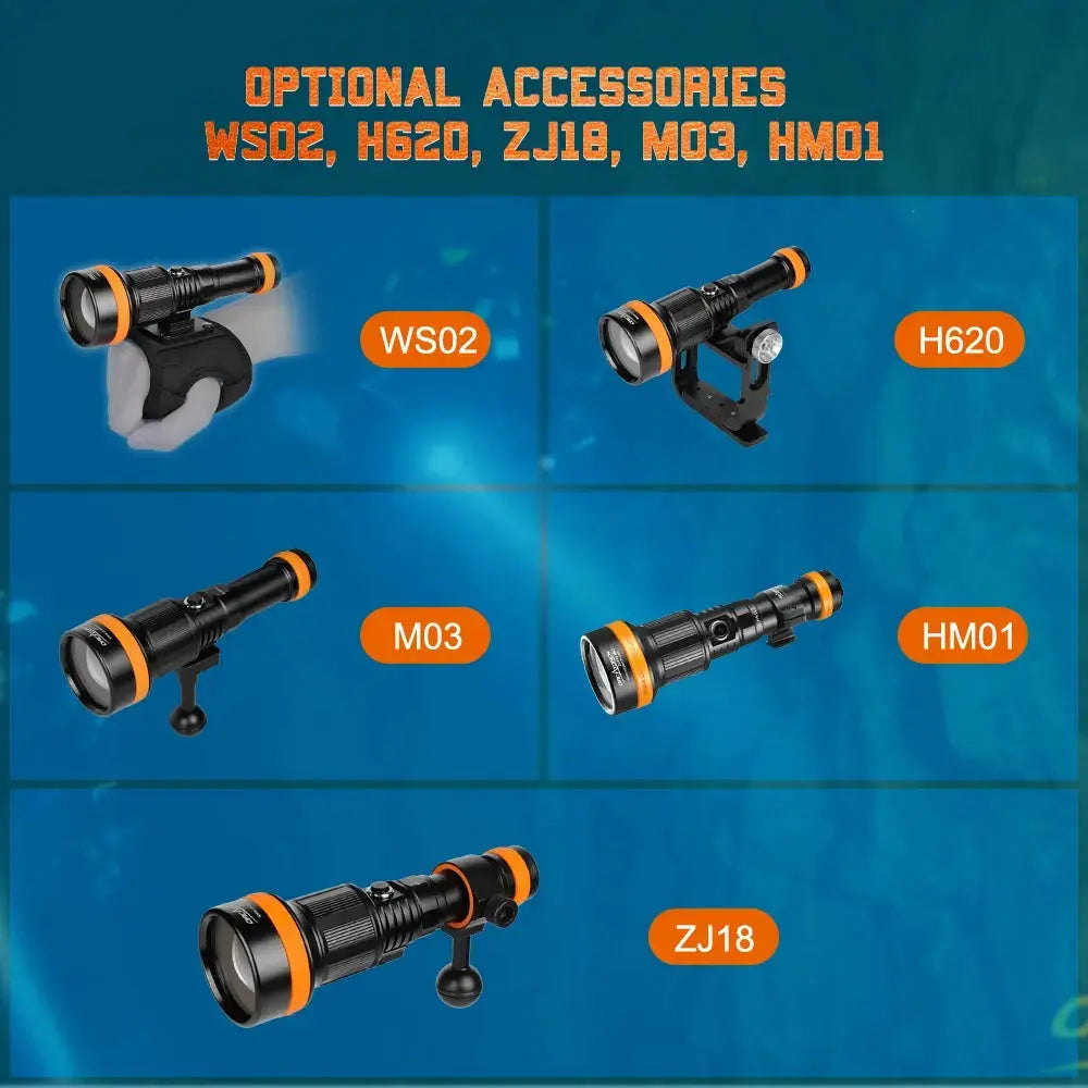 OrcaTorch Recreational Diving ZD710 MK2 torcia subacquea zoom