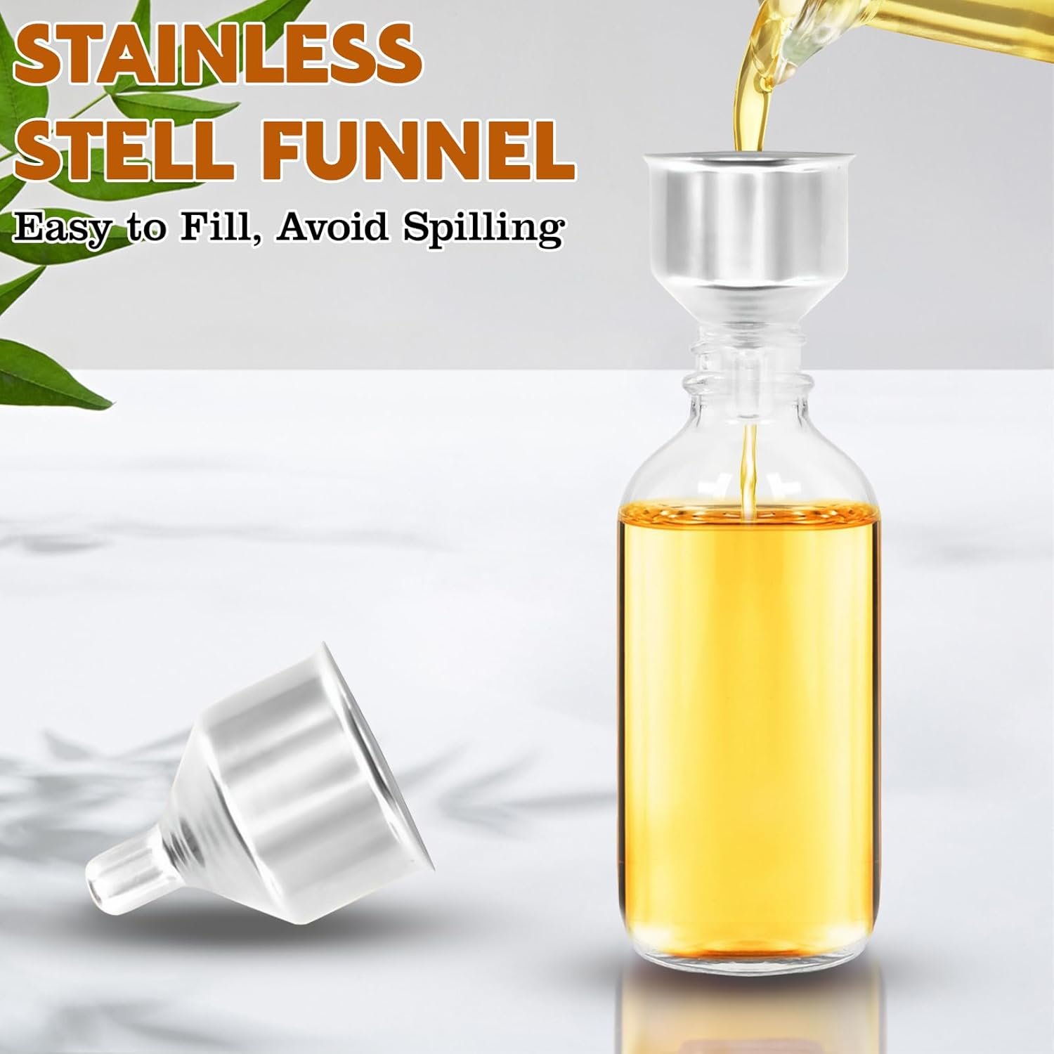 NEW-Vi Glass Bottles bottiglie per estratto di vaniglia 8 oz, 8 pezzi con imbuto