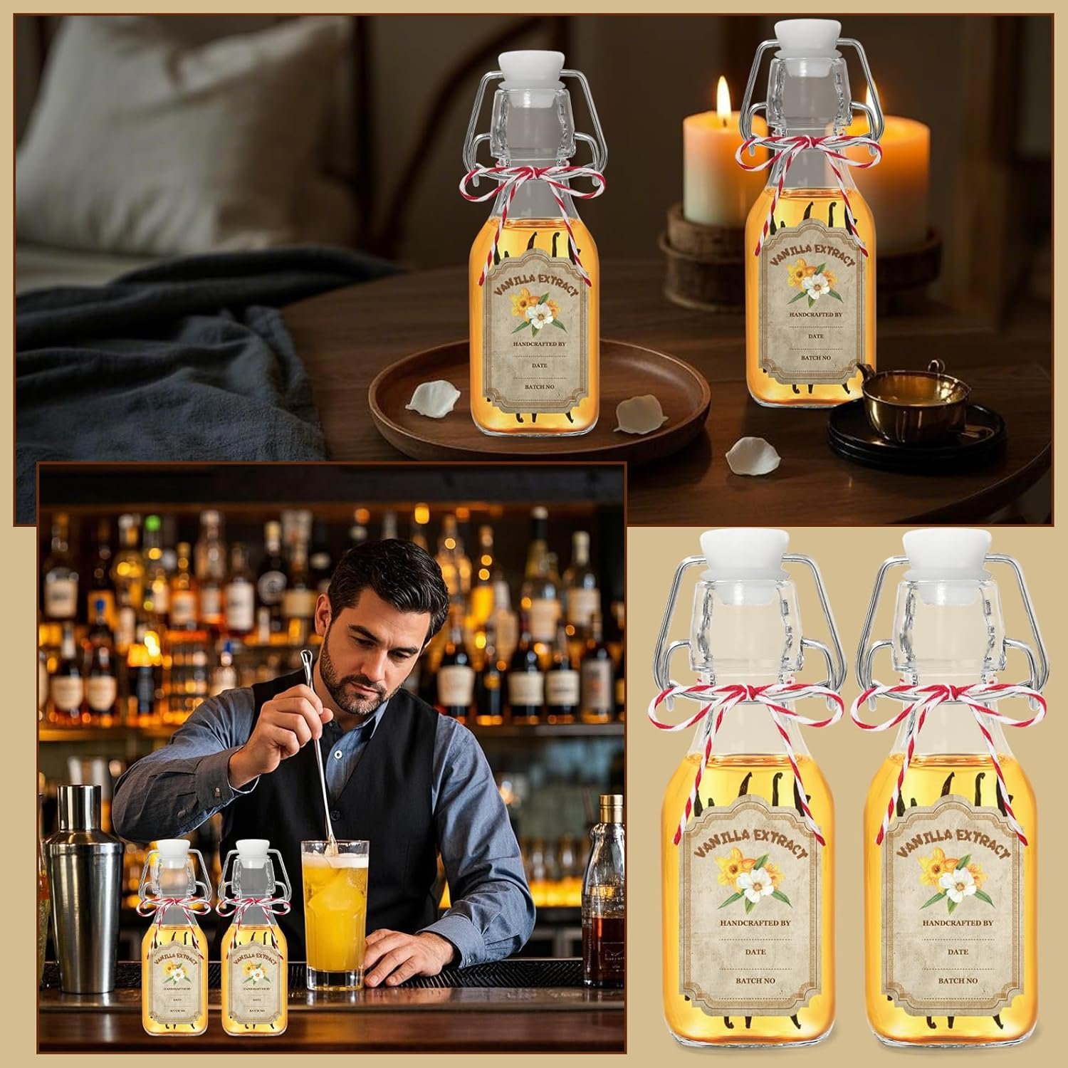 NEW-Vi Glass Bottles bottiglie in vetro 4 oz 10 pezzi tappo meccanico