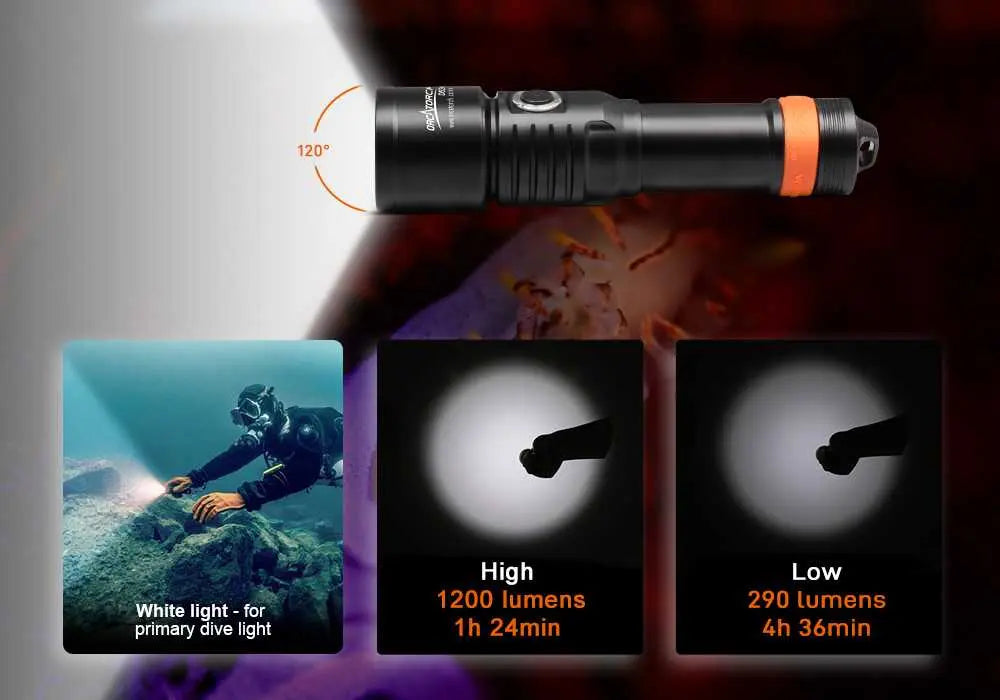 OrcaTorch U/W Photography D530V luce video subacquea 1200 lumen