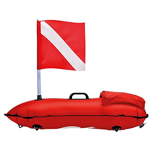C4 Buoys and Floats Red Dragon boa da sub 90 x 35 cm con bandiera