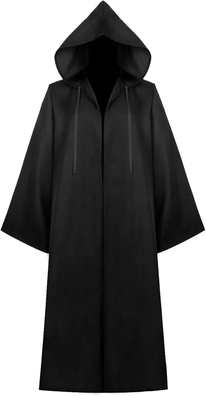 NEW-Vi Cloak Costumes mantello medievale con cappuccio nero adulto
