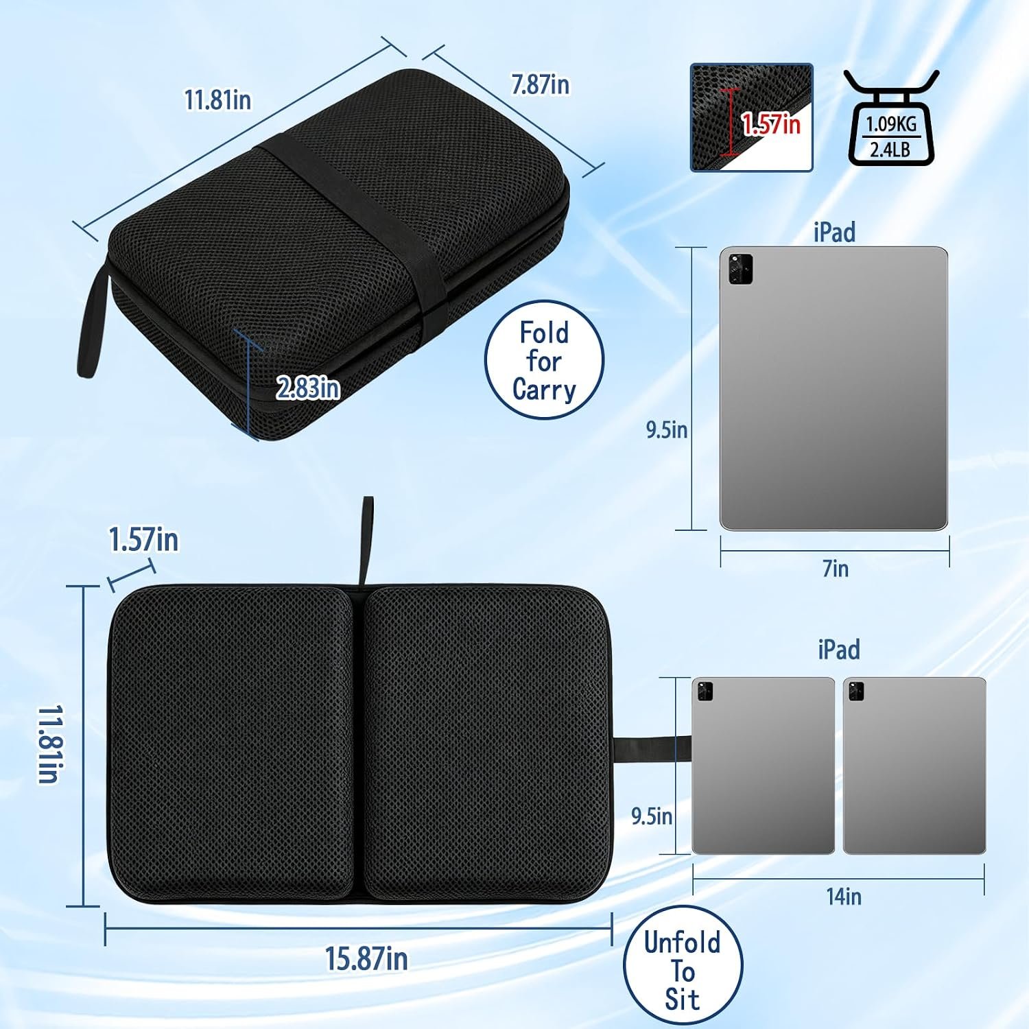 NEW-Vi Seat Cushion for Office Honeycomb Gel Seat Cushion 16 x 12 pollici pieghevole