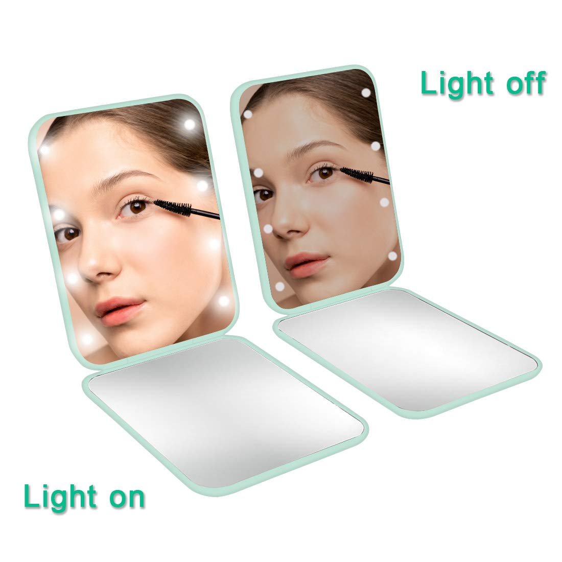 NEW-Vi Beauty Mirror Milishow specchio compatto LED ciano 1x 3x