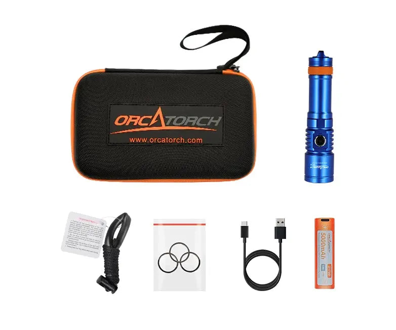 OrcaTorch Recreational Diving D710 torcia subacquea 3000 lumen nera 1 batteria