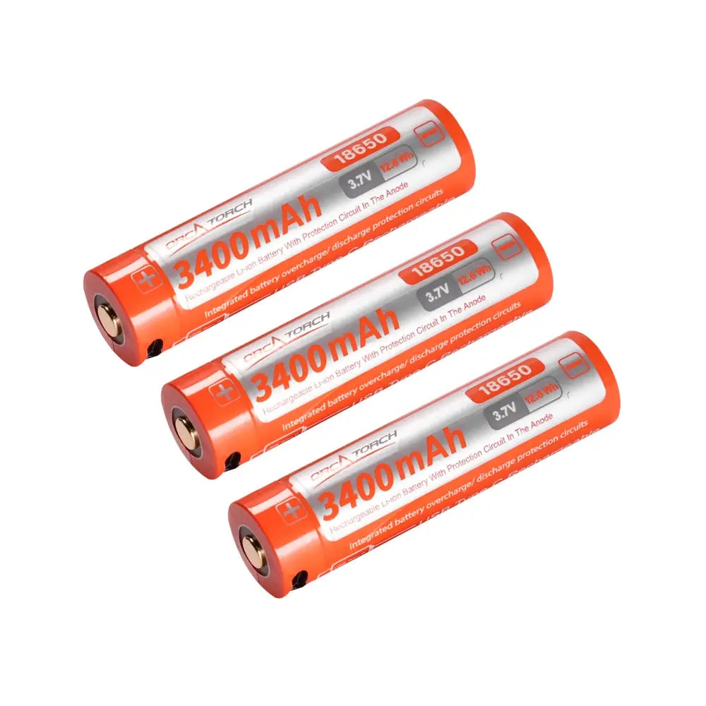 OrcaTorch Batteries & Chargers 18650 Batteria USB-C 3400 mAh