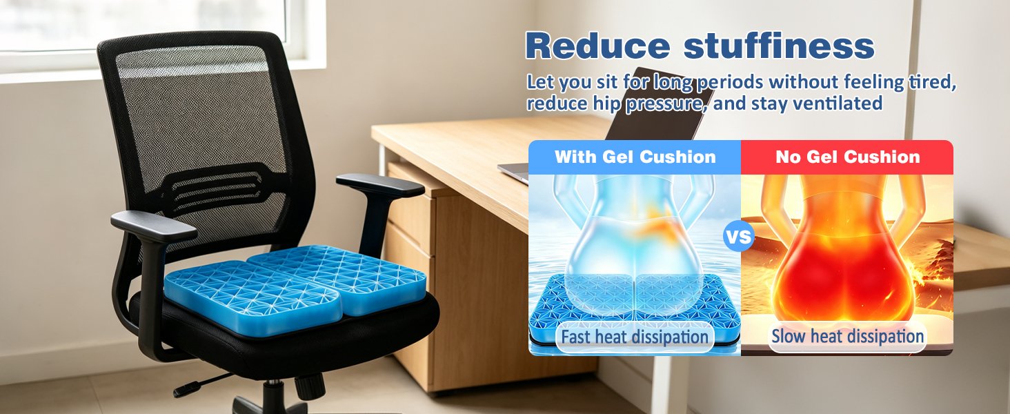 NEW-Vi Seat Cushion for Office Honeycomb Gel Seat Cushion 16 x 12 pollici pieghevole