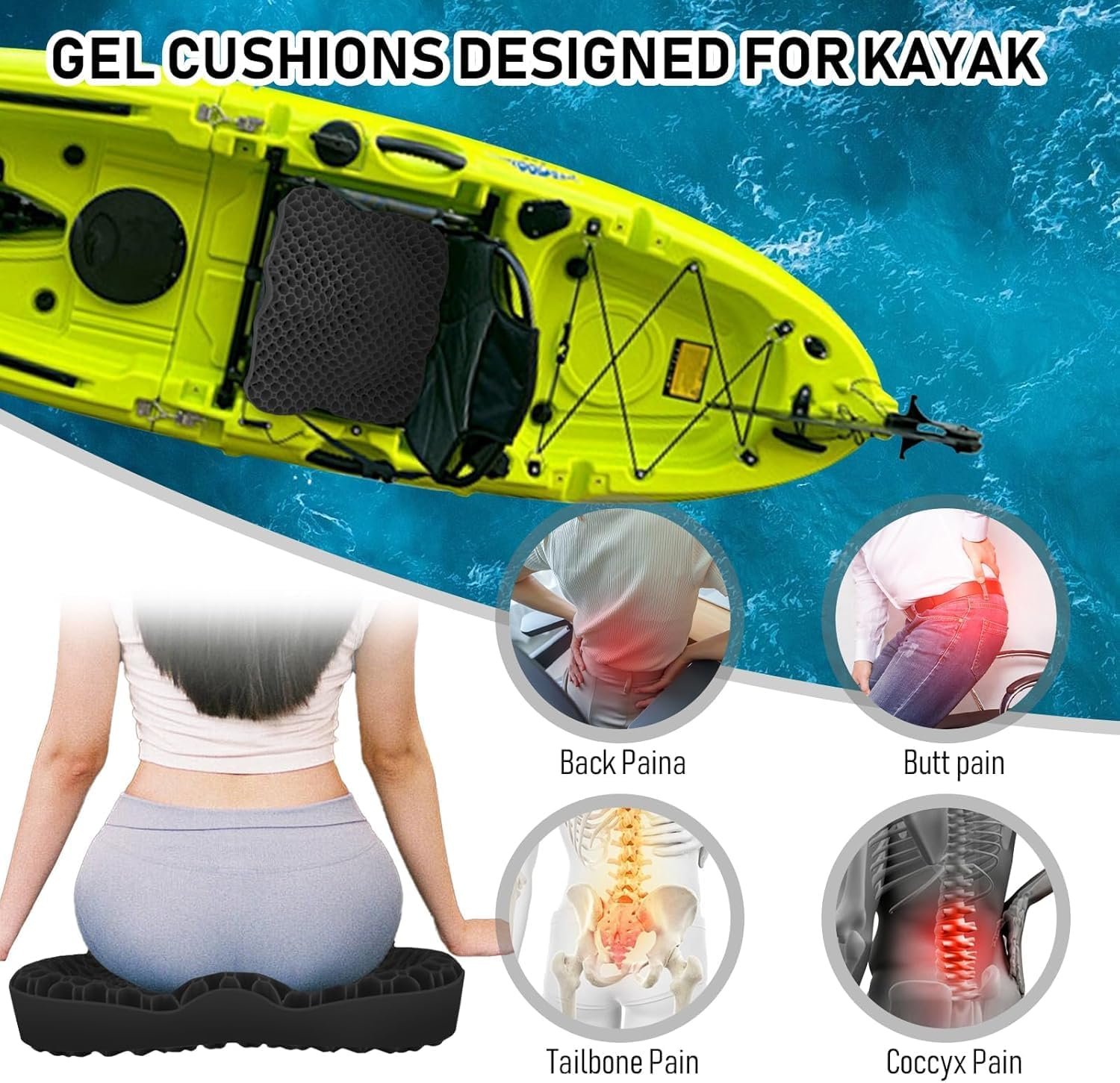 NEW-Vi Kayak Seat Cushion cuscino kayak in gel 7,5 cm impermeabile