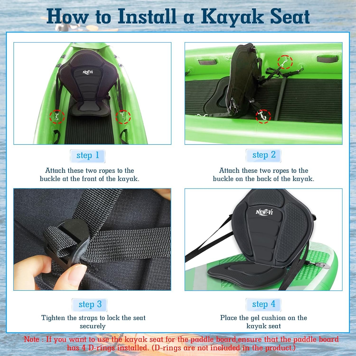 NEW-Vi Kayak Seat sedile kayak universale con schienale alto regolabile