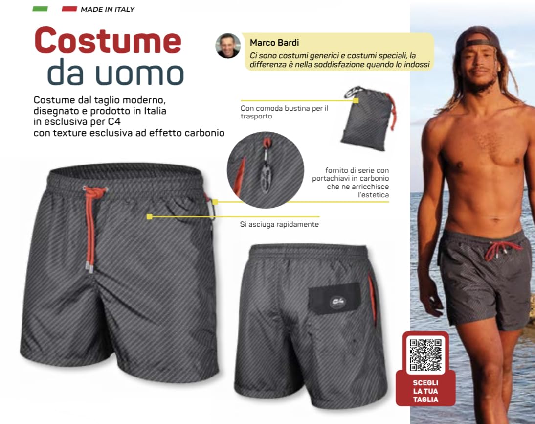 C4 Wetsuits costume uomo XL effetto carbonio