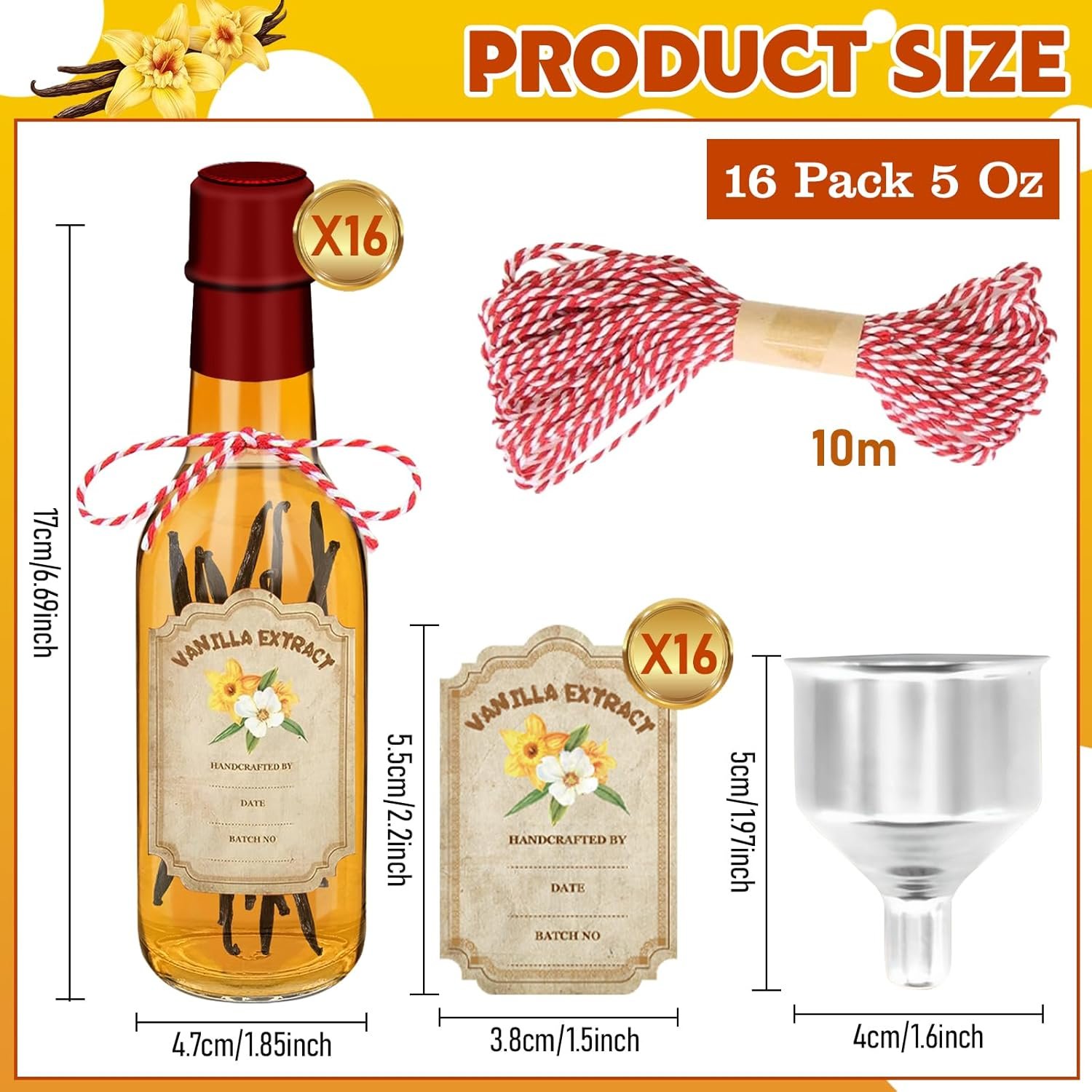 NEW-Vi Glass Bottles 16 Pack bottiglie vetro estratto vaniglia 5 oz con coperchi