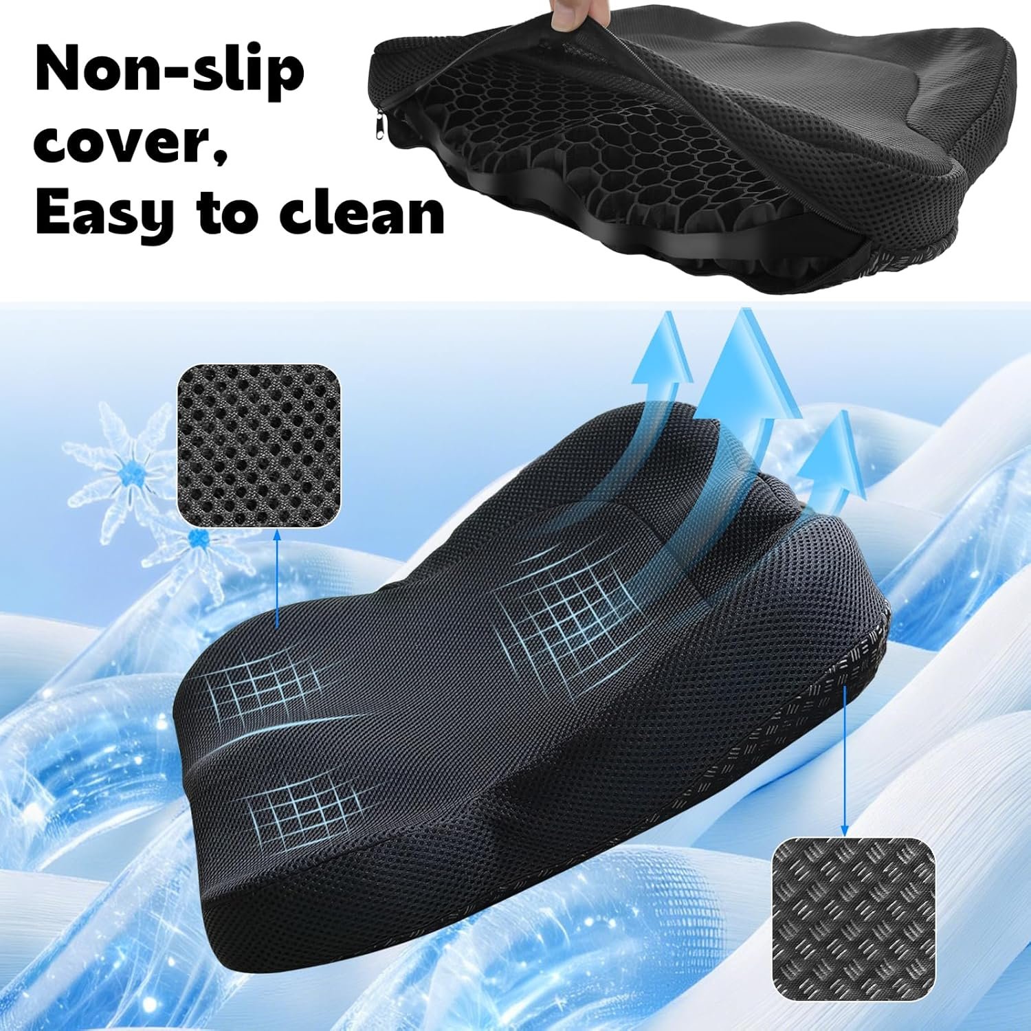 NEW-Vi Stadium Seat Cushion Cooling Gel Seat Cushion cuscino gel rinfrescante antiscivolo