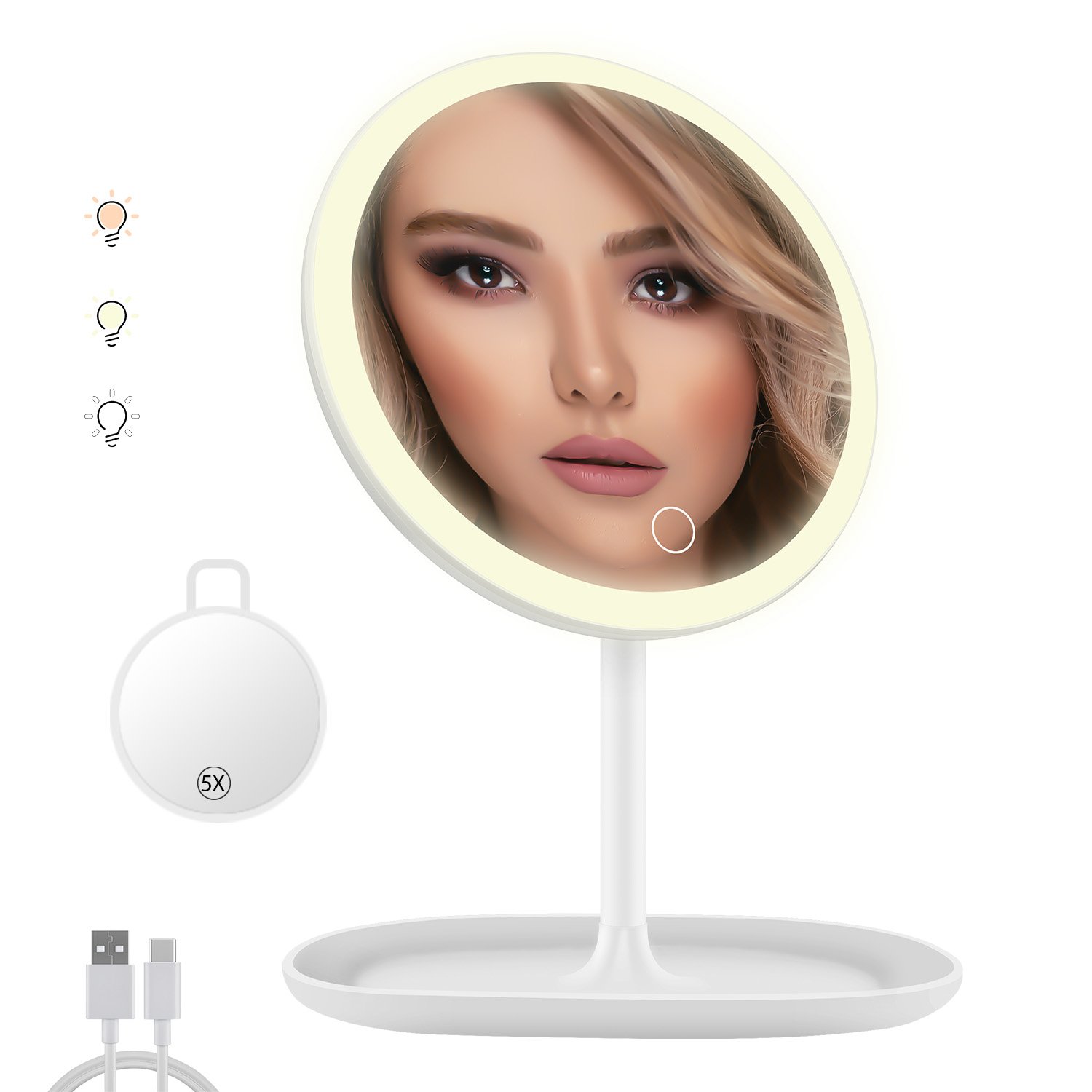 NEW-Vi Beauty Mirror Lighted Makeup Vanity Mirror specchio trucco 5X