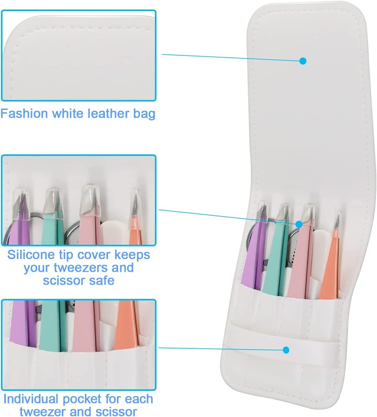 NEW-Vi Eyebrow Tweezer Set Milishow set pinzette sopracciglia 7 pezzi acciaio