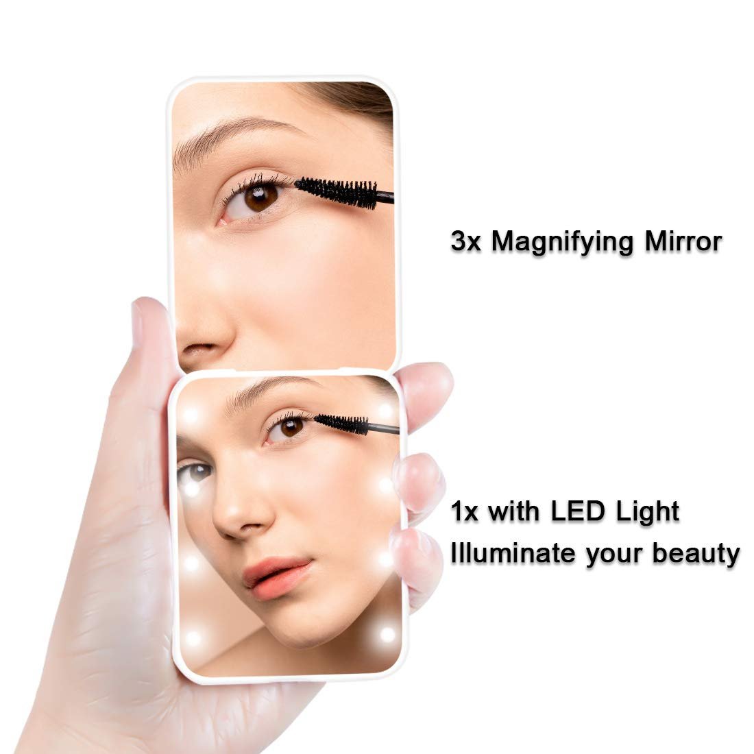 NEW-Vi Beauty Mirror Milishow Magnifying Mirror specchio bianco con LED