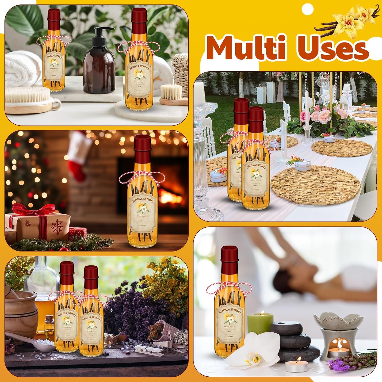 NEW-Vi Glass Bottles 16 Pack bottiglie vetro estratto vaniglia 5 oz con coperchi
