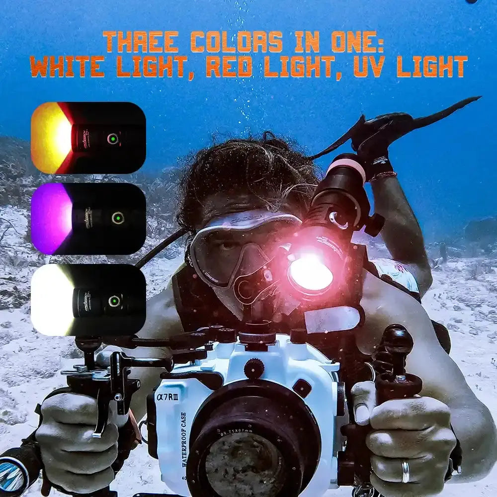 OrcaTorch U/W Photography D710V luce subacquea per GoPro bianca rossa UV
