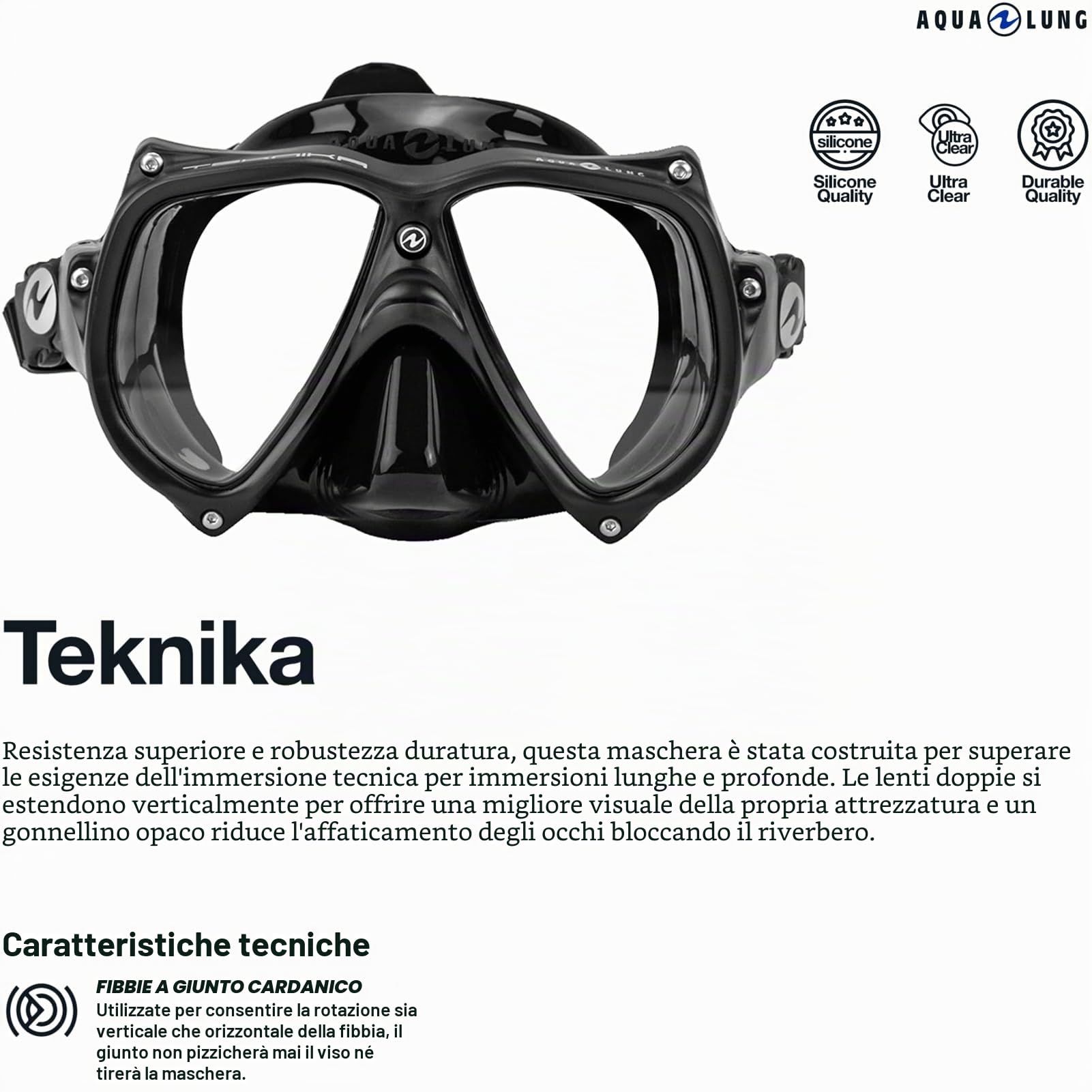 Aqualung Maschere da immersione TEKNIKA maschera sub vetro temperato