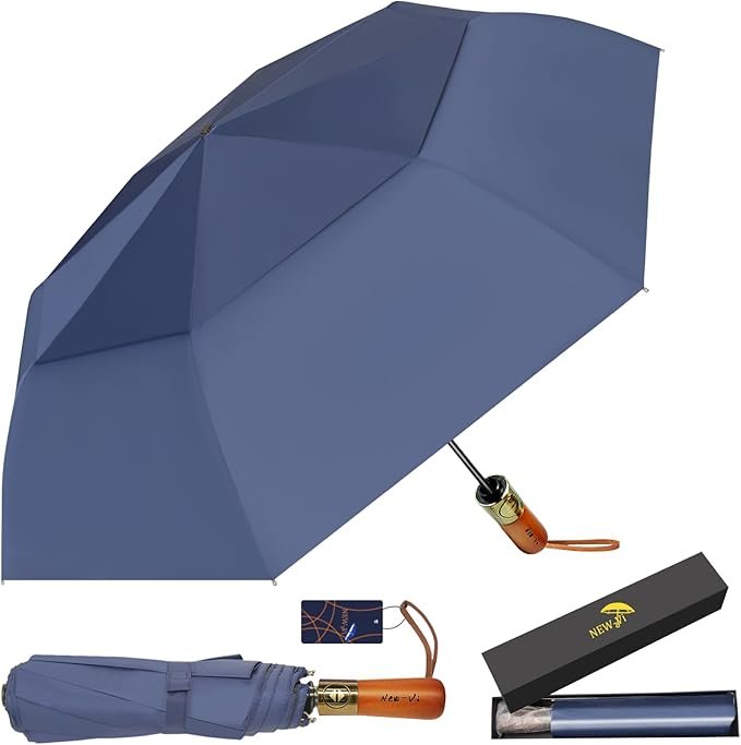NEW-Vi Golf Umbrella ombrello 54 pollici nero UPF 50+