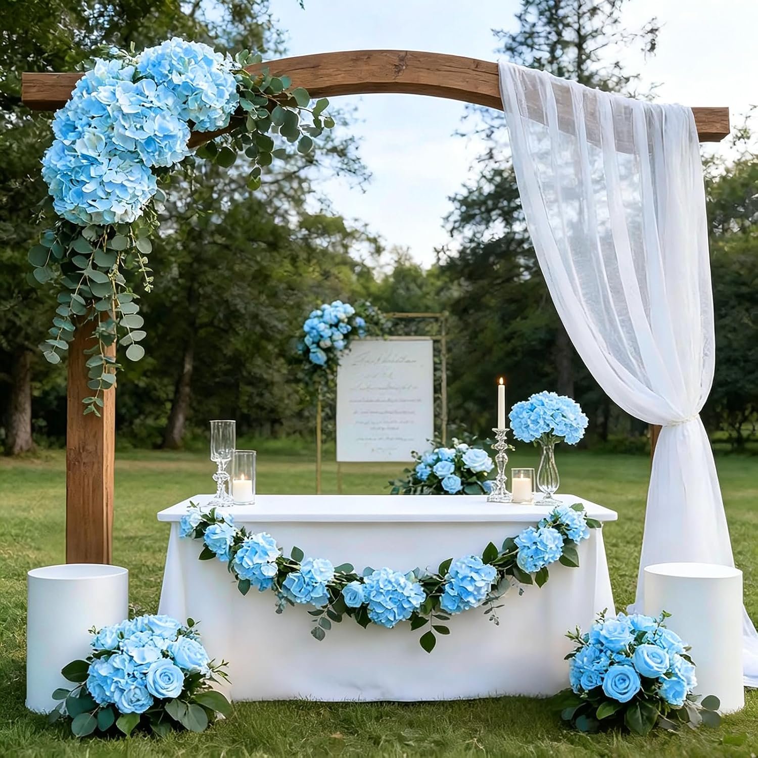NEW-Vi Artificial Flowers 100 PCS Blue Hydrangea Artificial Flowers ortensie finte con steli