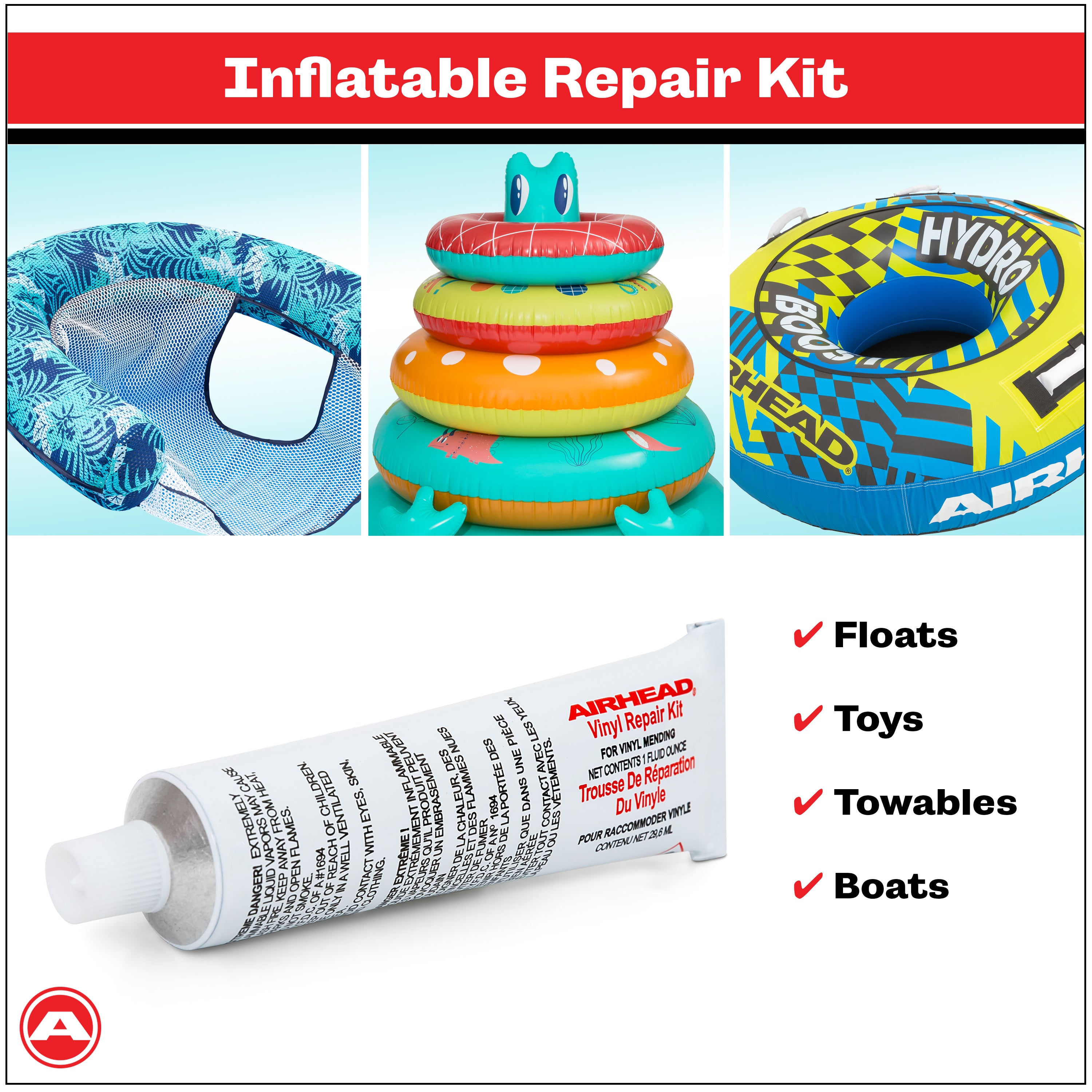 AIRHEAD Boating Accessories Vinyl Repair Kit kit riparazione vinile