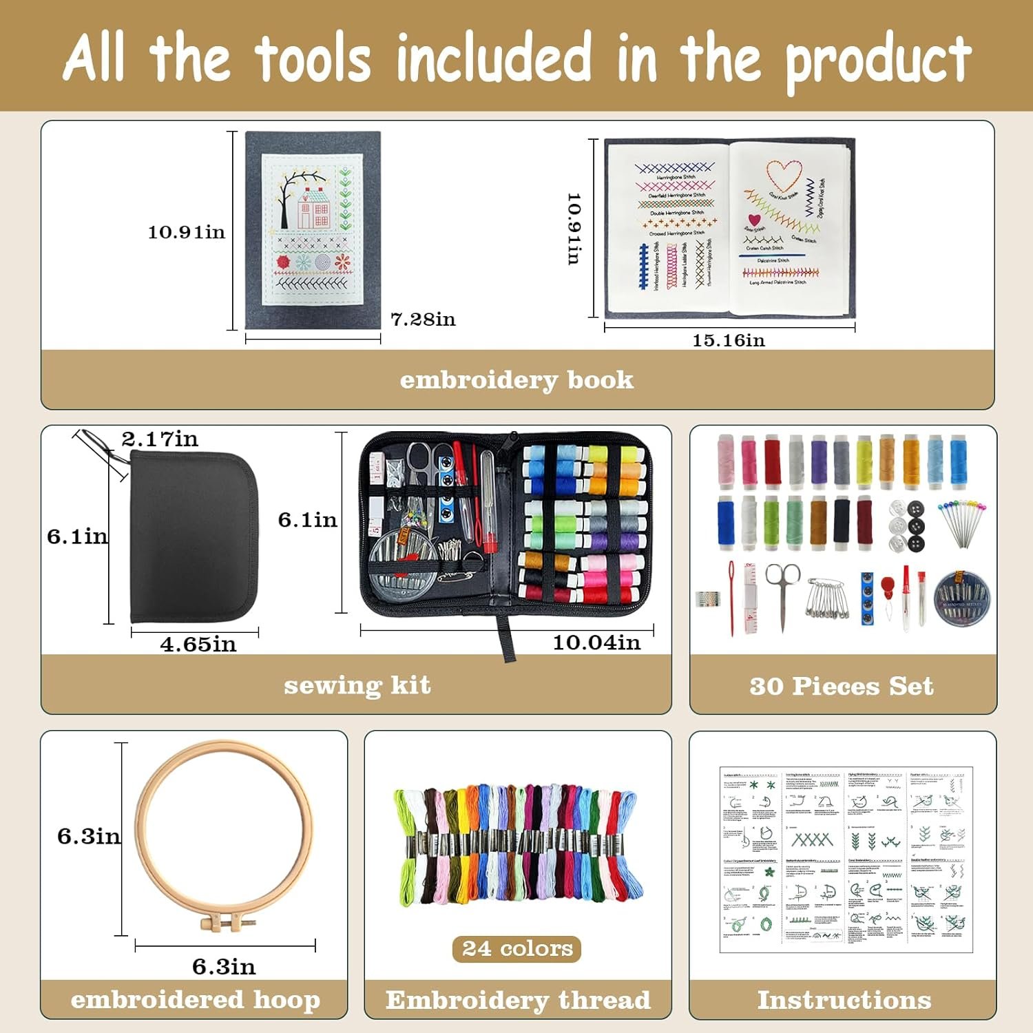 NEW-Vi Embroidery & Needlework kit ricamo 106 punti 86 pezzi