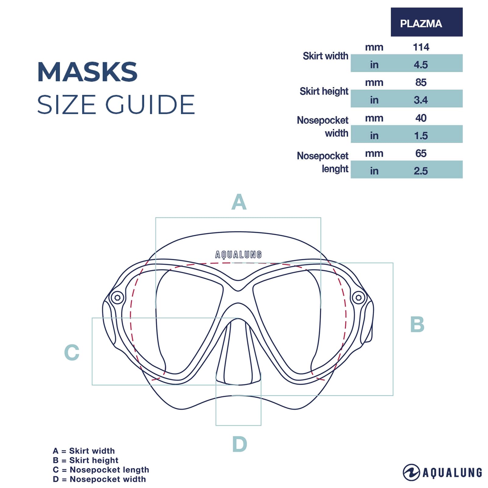 Aqualung Maschere da immersione Plazma maschera subacquea Black / White silicone