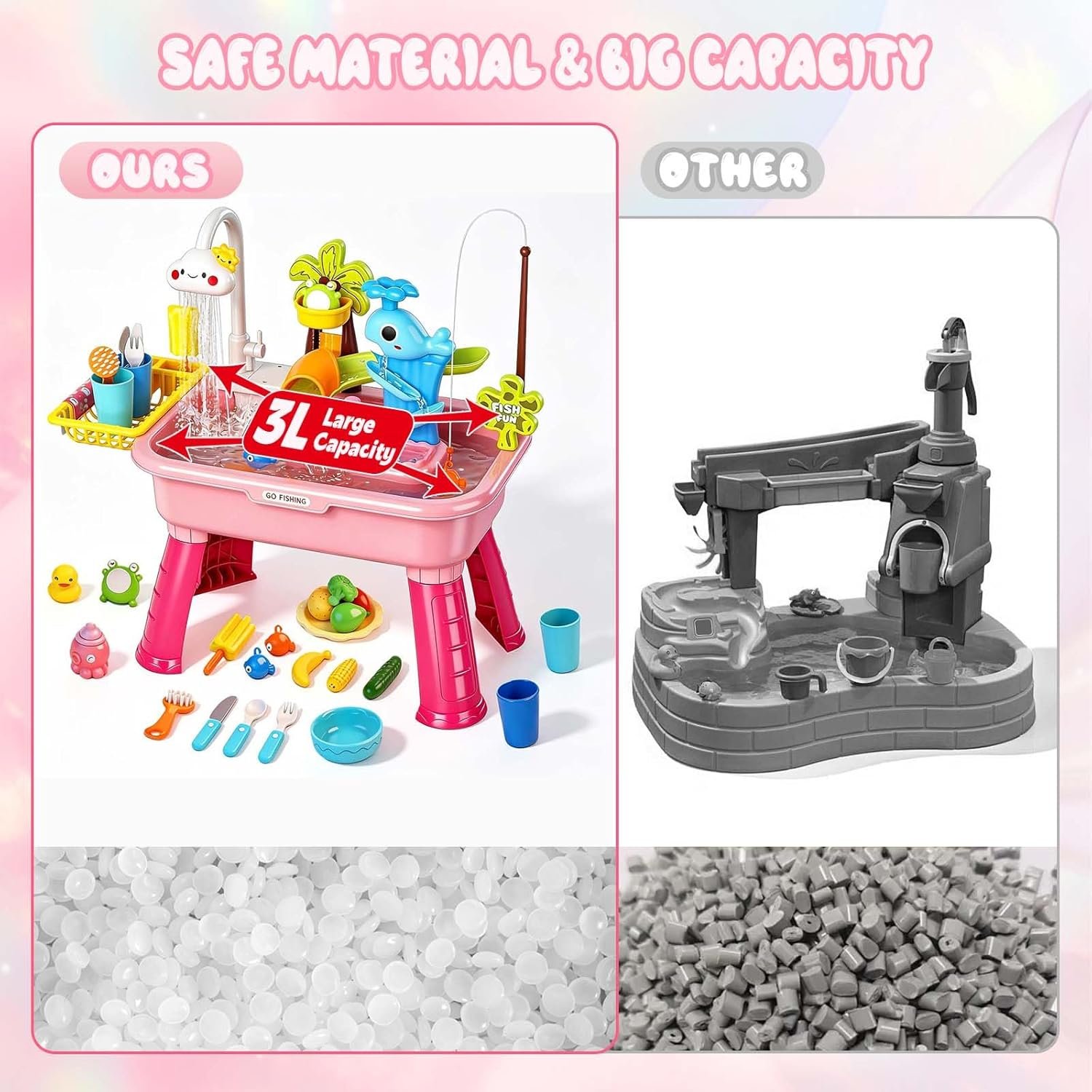NEW-Vi Water Play Table 2026 Upgraded tavolo gioco acqua rosa con pompa