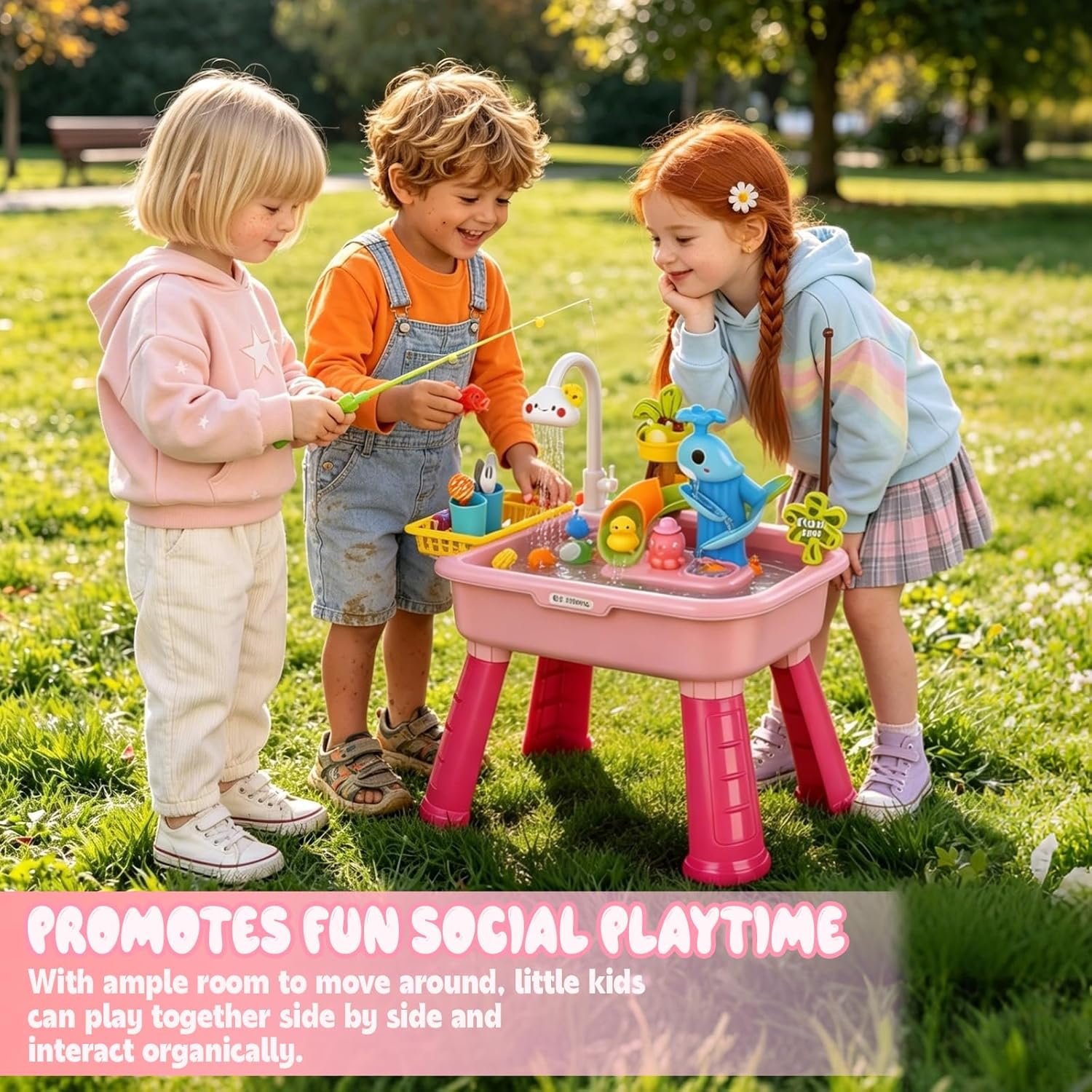 NEW-Vi Water Play Table 2026 Upgraded tavolo gioco acqua rosa con pompa