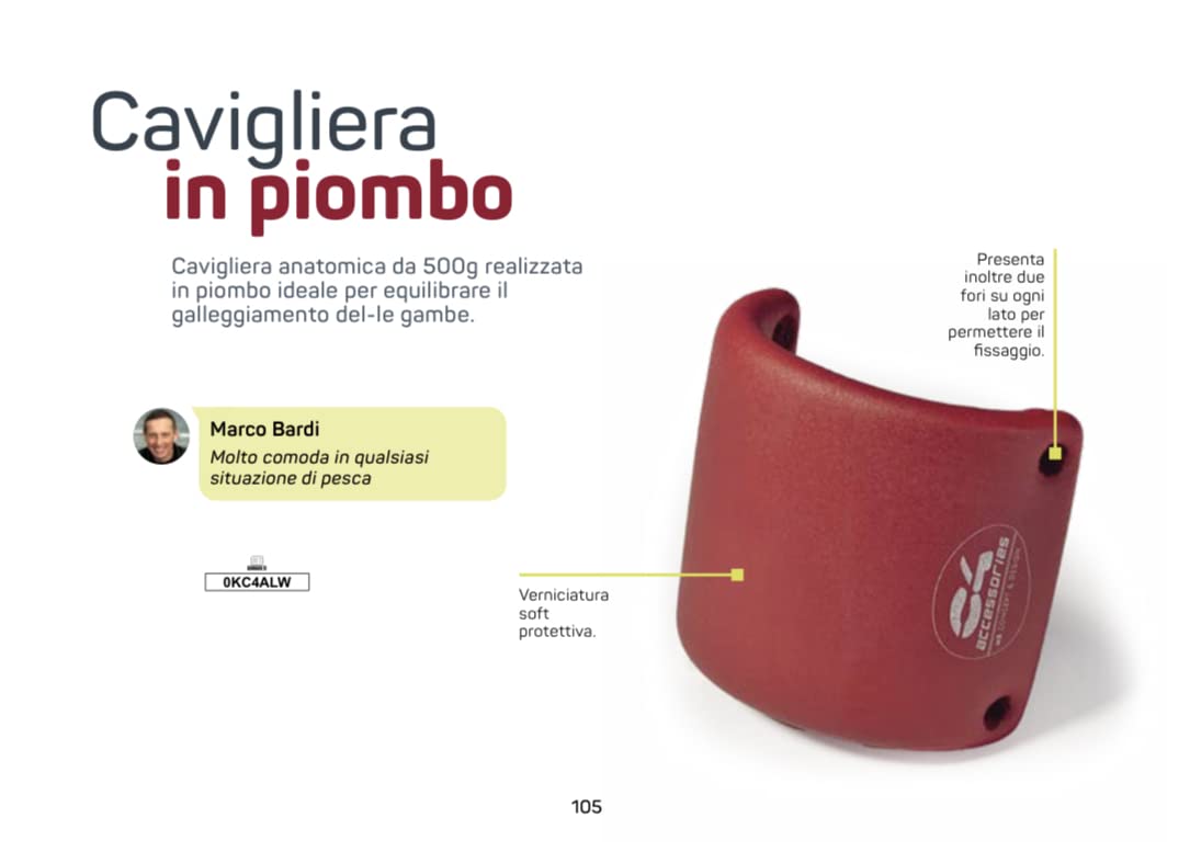 C4 Belts and Weights Cavigliera Sub anatomica 500 g piombo rosso
